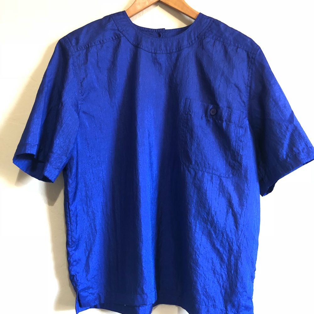 Vintage Blue Crinkle Top